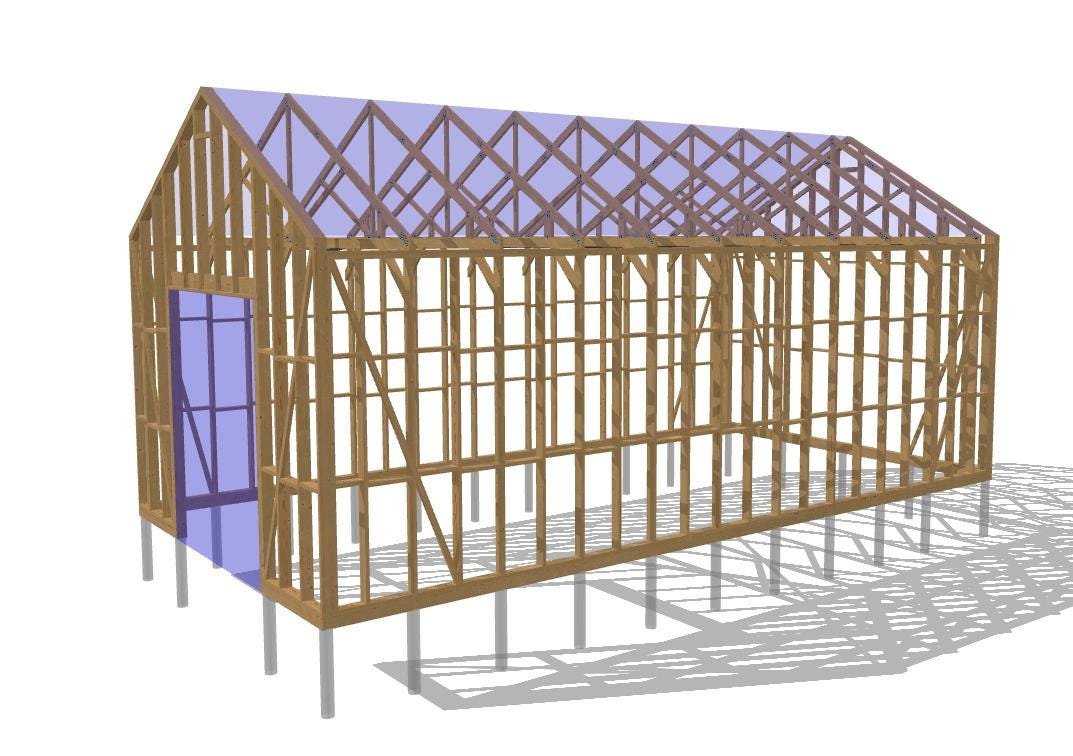 21' 4" x 41' 0" Elevated Garage Plans with 13' Height