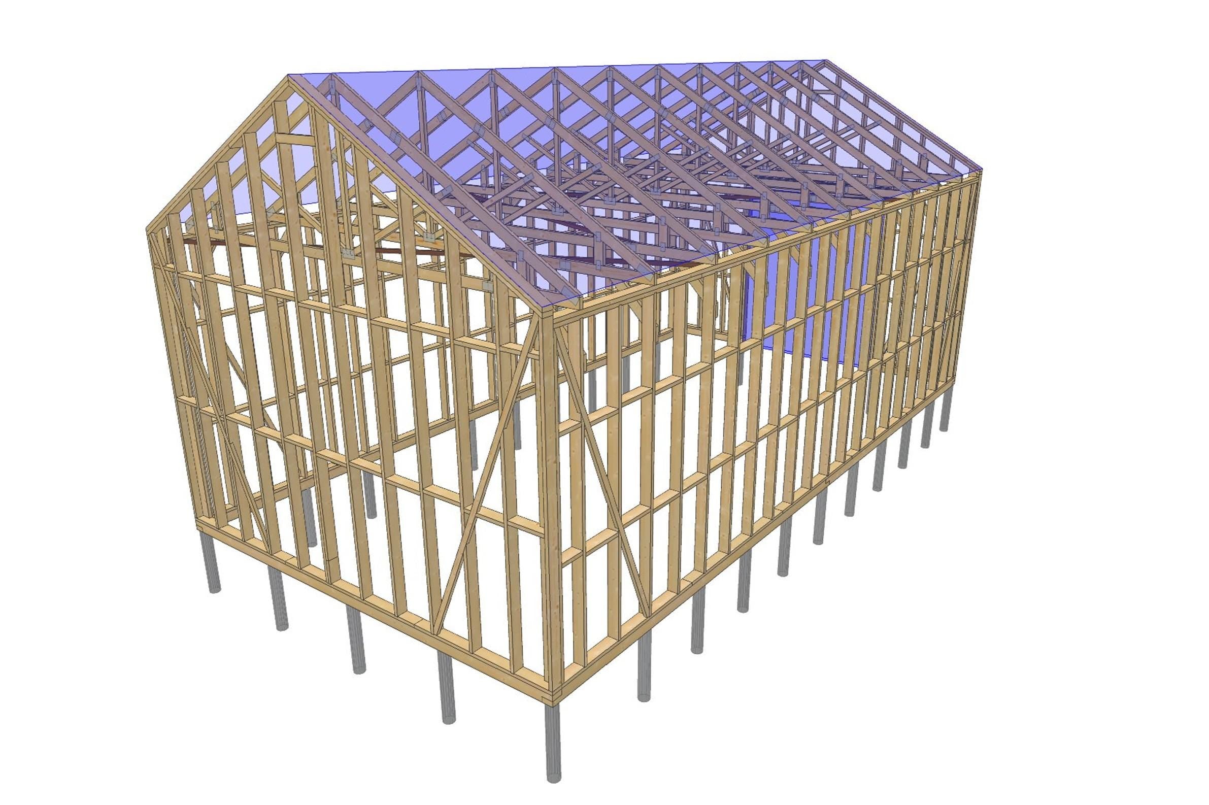 21' 4" x 41' 0" Elevated Garage Plans with 13' Height