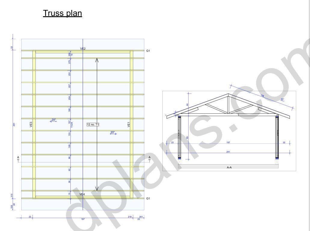 24' 3" x 16' 5" Garage Plans | Instant Download Construction Plans