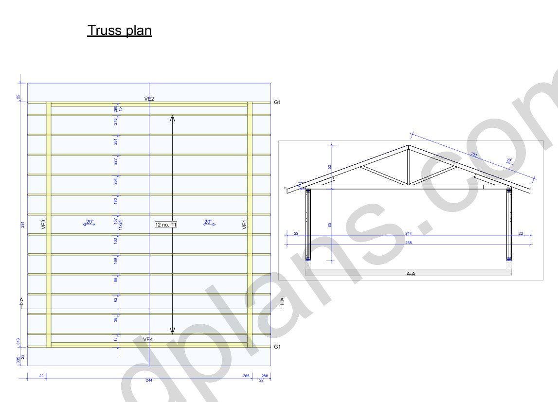 24' 3" x 20' 4" Garage Plans | Downloadable Building Blueprints PDF