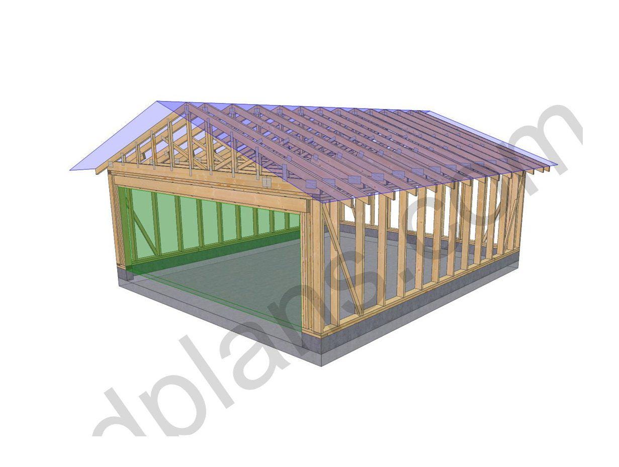 24' 3" x 20' 4" Garage Plans | Downloadable Building Blueprints PDF