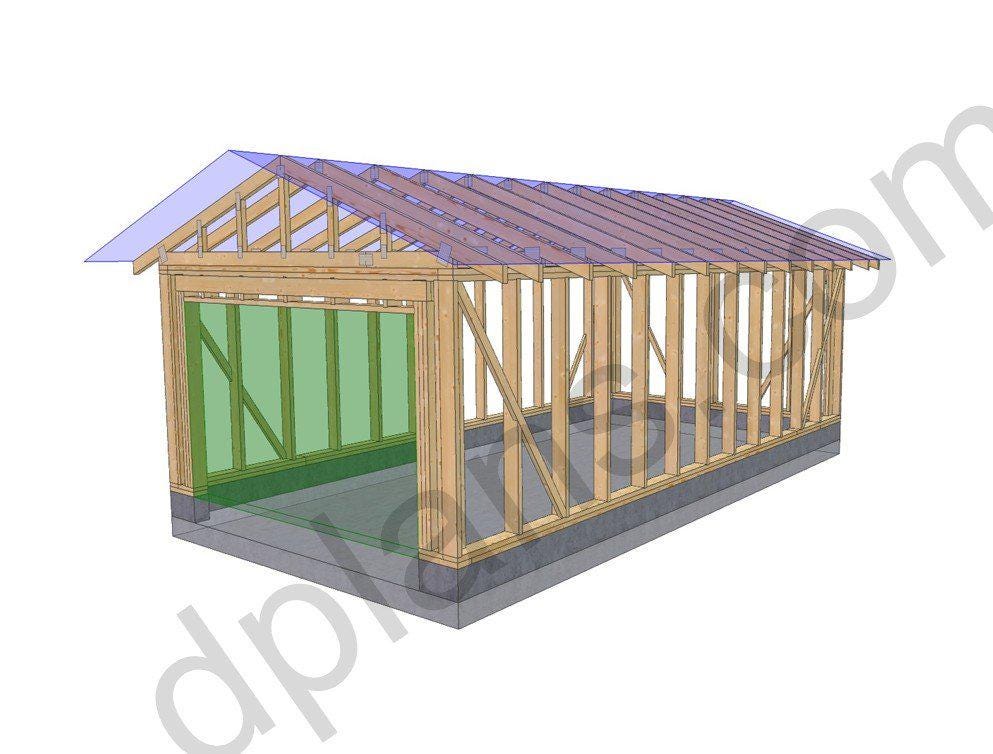 24' 3" x 12' 6" Garage Plans | Printable DIY GaragePlans