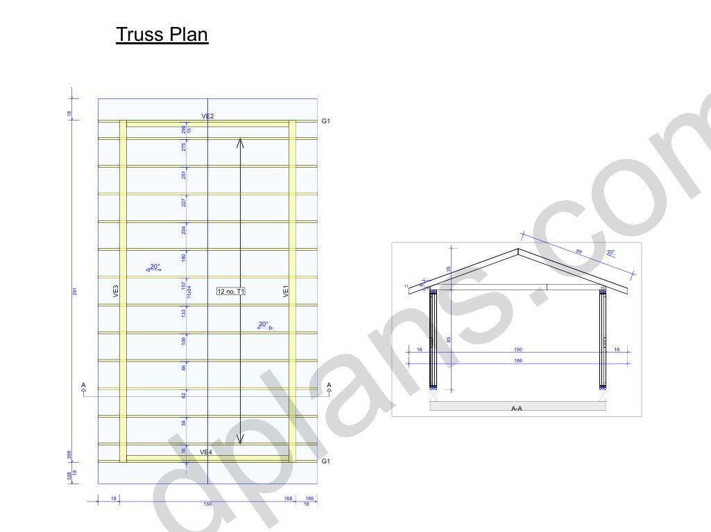 24' 3" x 12' 6" Garage Plans | Printable DIY GaragePlans