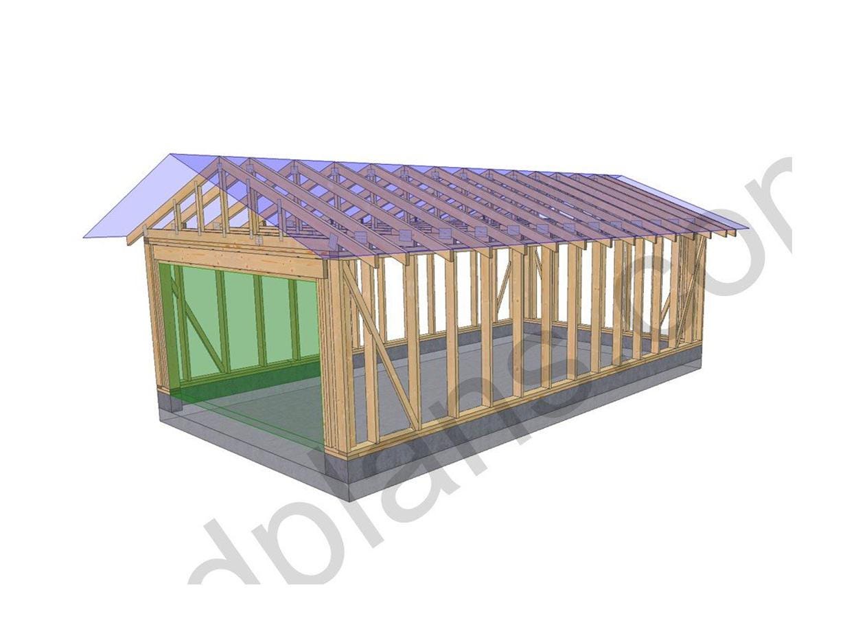 26' 3" x 12' 6" Timber Frame Garage Plans (PDF Download)