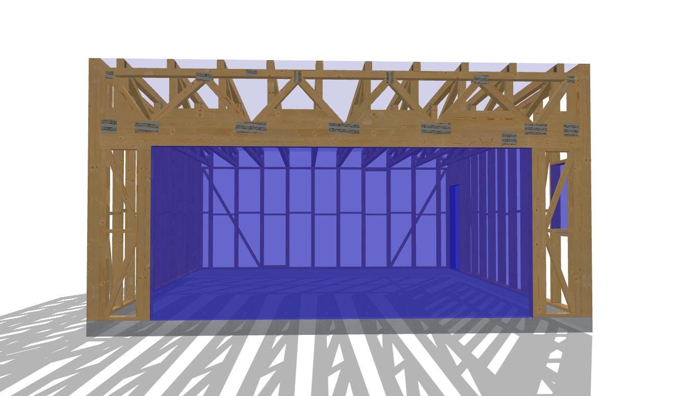 22' x 24' Timber Frame Garage With Roof Trusses