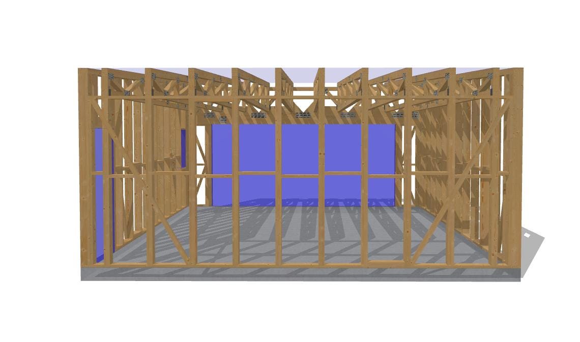 22' x 24' Timber Frame Garage With Roof Trusses