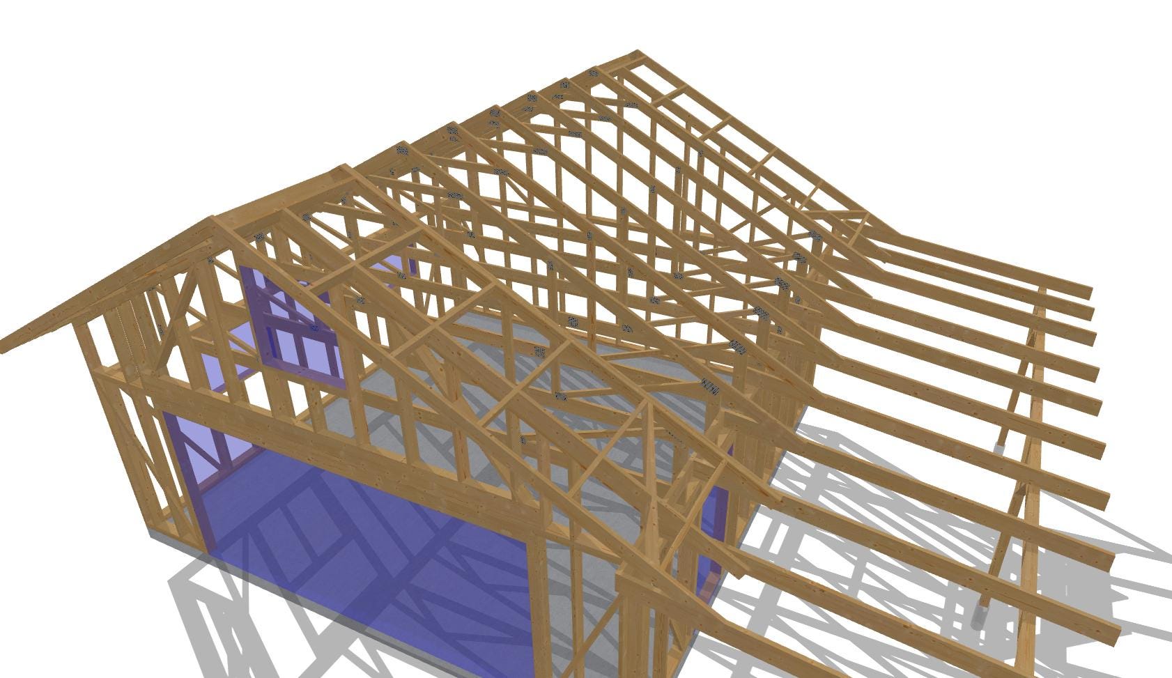 24' x 24' Garage with Loft & 24' x 10' Carport Plans | Two Story Garage Blueprint PDF