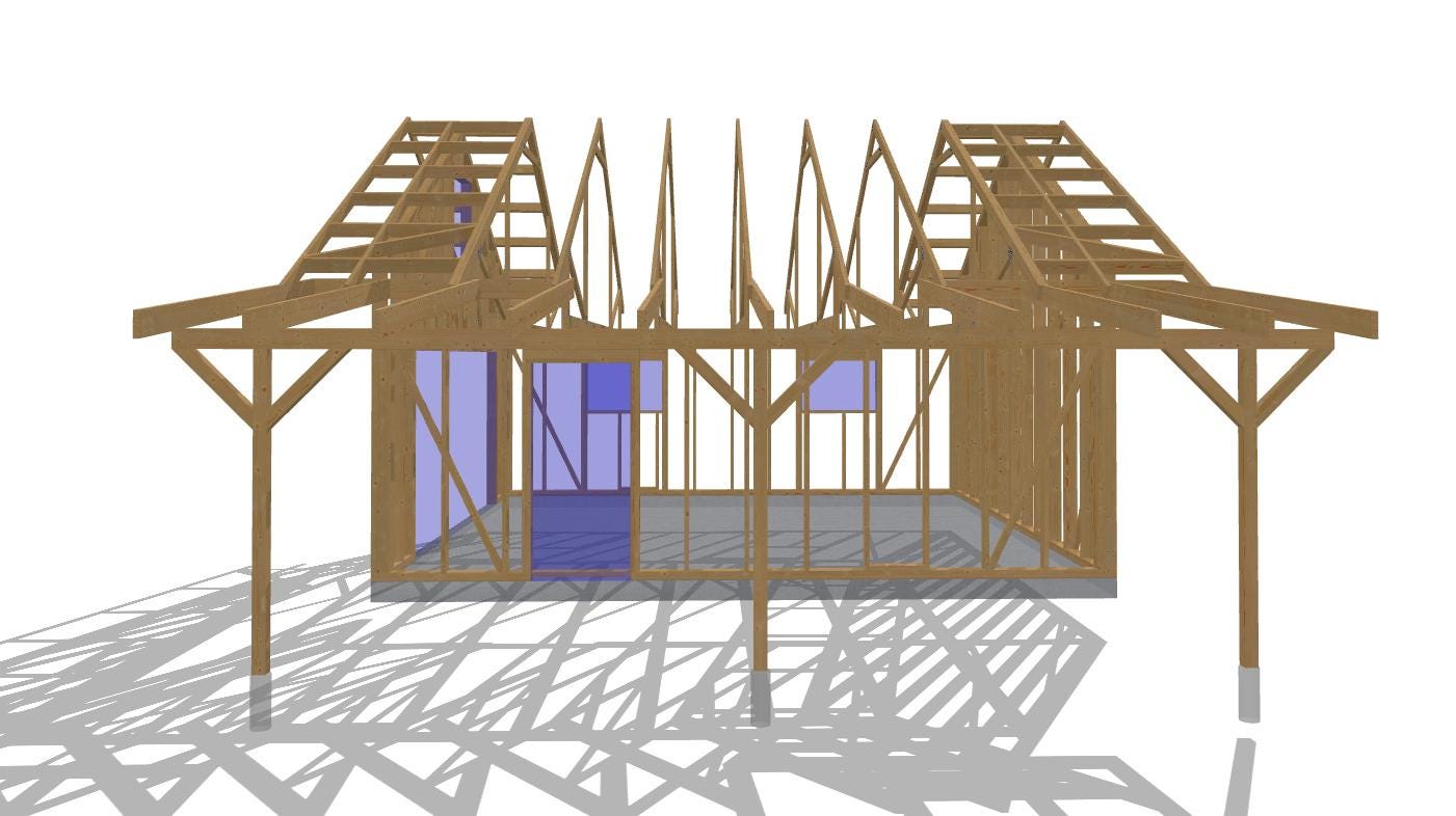 24' x 24' Garage with Loft & 24' x 10' Carport Plans | Two Story Garage Blueprint PDF