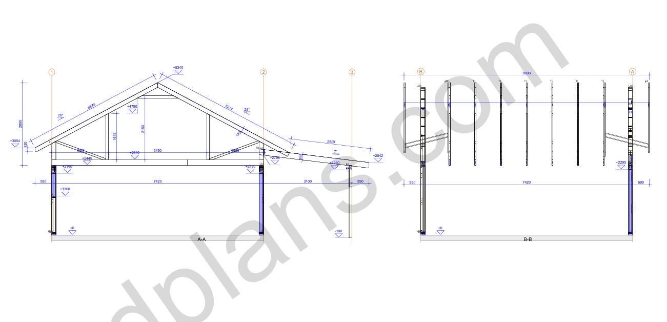 24' x 24' Garage with Loft & 24' x 10' Carport Plans | Two Story Garage Blueprint PDF