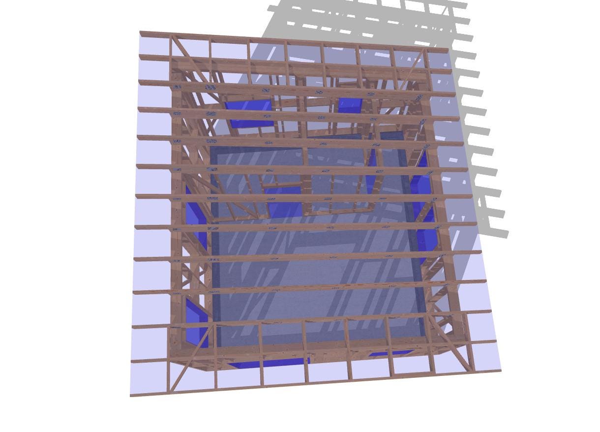 18' x 20' Timber Frame Cabin Plans | Wood Cabin Single Slope Roof Design