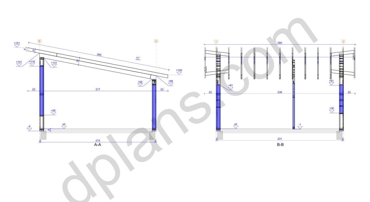 18' x 20' Timber Frame Cabin Plans | Wood Cabin Single Slope Roof Design