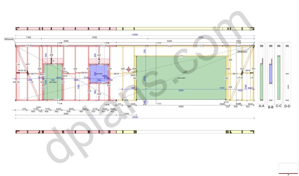 21' x 39' Large Garage Plans | Oversized Garage Blueprint with Roof Trusses