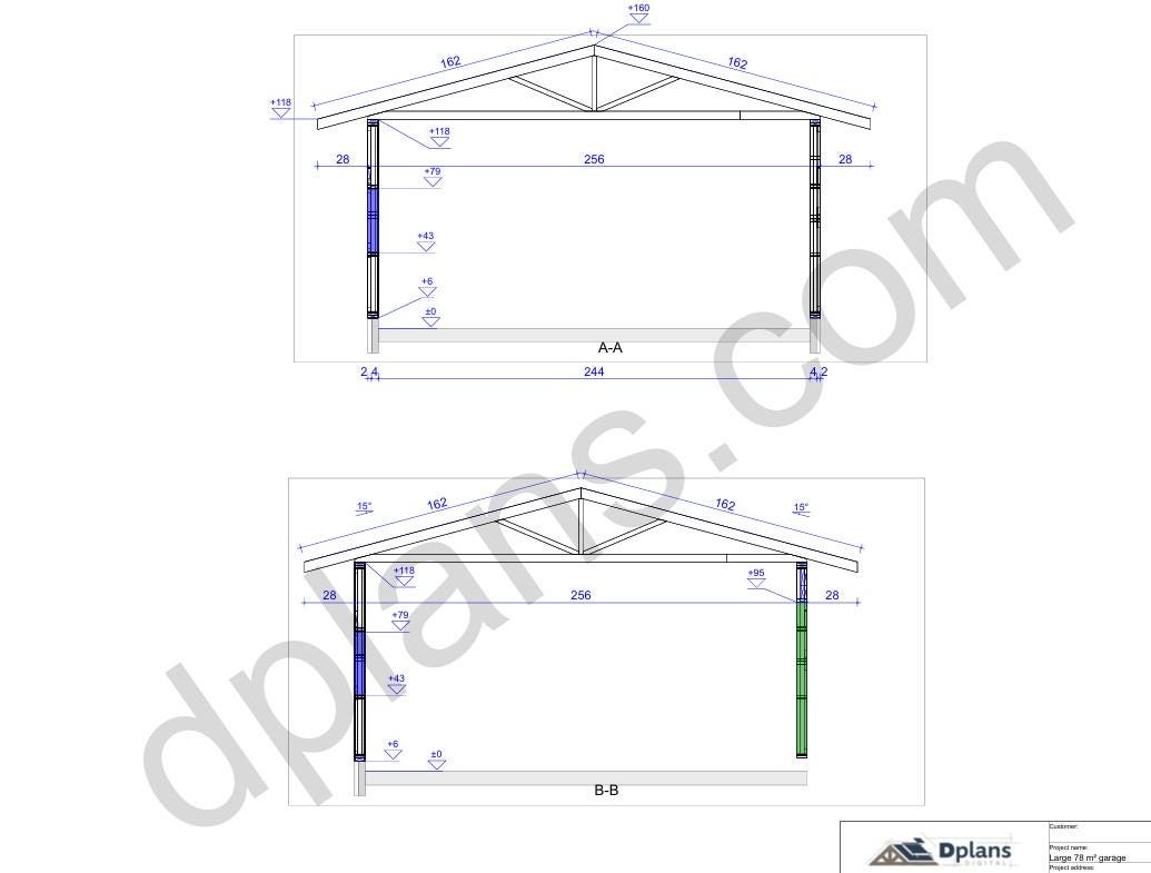 21' x 39' Large Garage Plans | Oversized Garage Blueprint with Roof Trusses