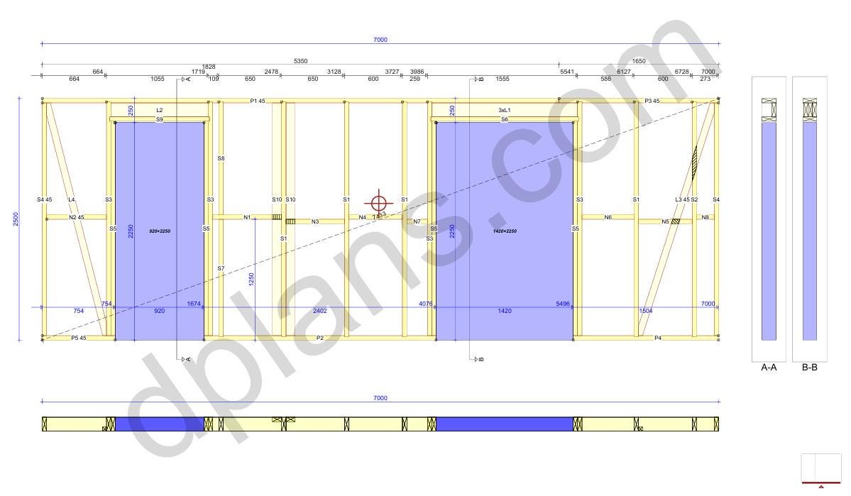 17' x 24' House with 7' x 24' Carport Plans | Small Home Carport Combo Blueprint