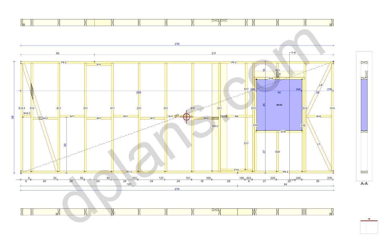 17' x 24' House with 7' x 24' Carport Plans | Small Home Carport Combo Blueprint