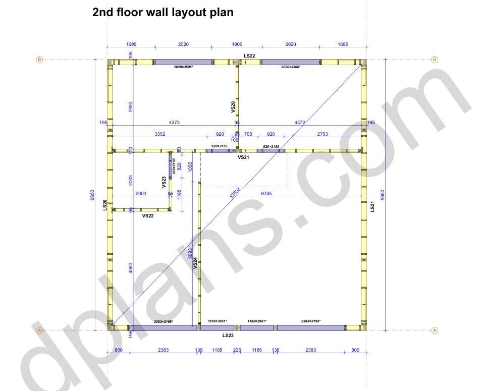 32' x 30' Baupläne für Holzrahmen-Haus mit Dachboden | Holzhaus mit Galerie Bauplan