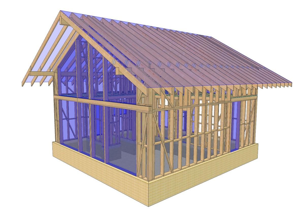 32' x 30' Baupläne für Holzrahmen-Haus mit Dachboden | Holzhaus mit Galerie Bauplan