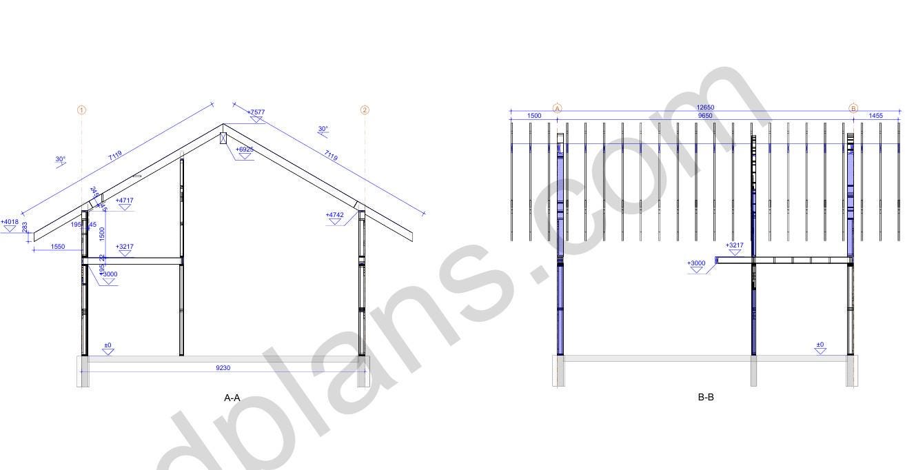 32' x 30' Baupläne für Holzrahmen-Haus mit Dachboden | Holzhaus mit Galerie Bauplan