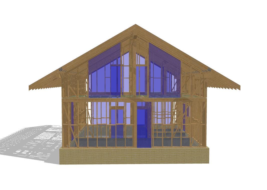 32' x 30' Baupläne für Holzrahmen-Haus mit Dachboden | Holzhaus mit Galerie Bauplan