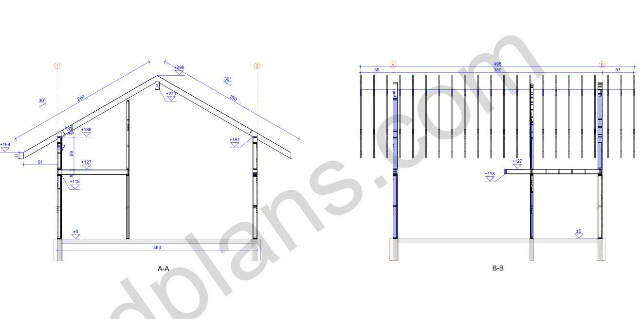 32' x 30' Baupläne für Holzrahmen-Haus mit Dachboden | Holzhaus mit Galerie Bauplan