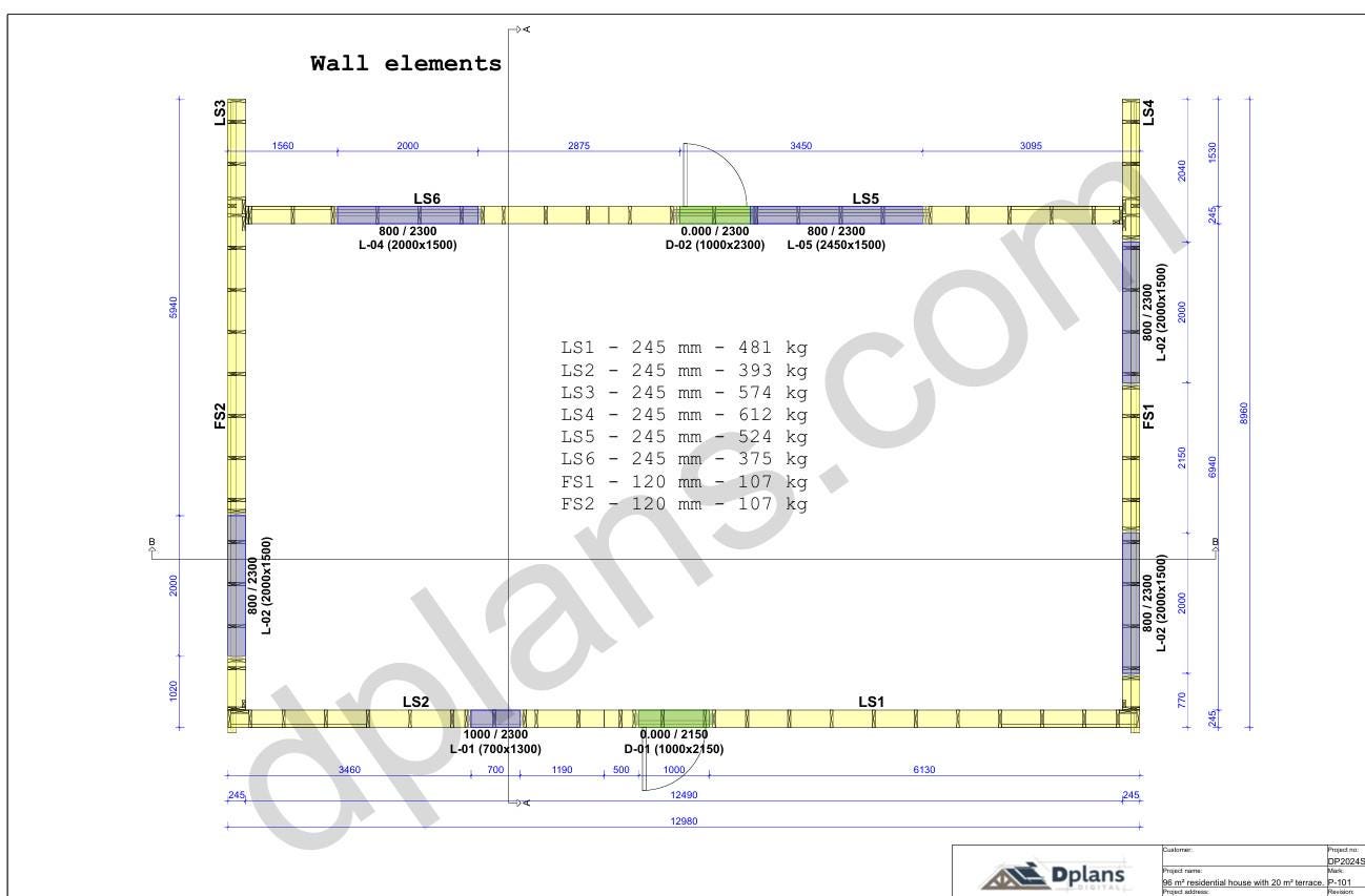 42' 7" x 29' 5" Baupläne für Haus mit Terrasse | Wohnhaus-Bauplan Download