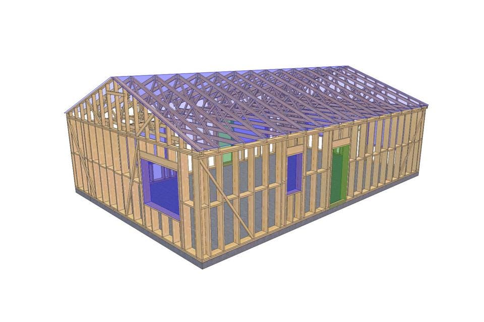 42' 7" x 29' 5" Baupläne für Haus mit Terrasse | Wohnhaus-Bauplan Download