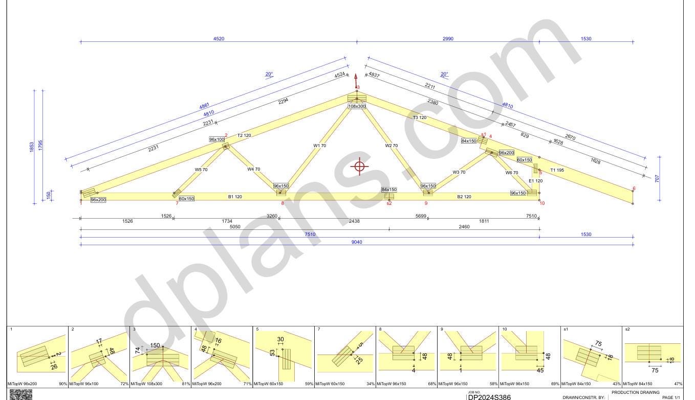 42' 7" x 29' 5" Baupläne für Haus mit Terrasse | Wohnhaus-Bauplan Download