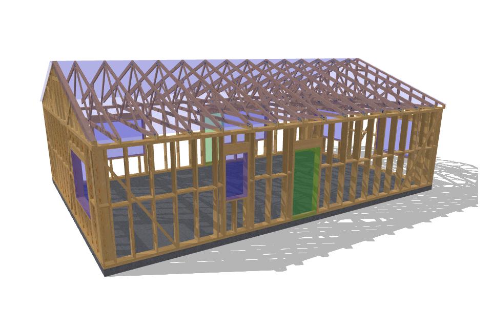 42' 7" x 29' 5" Baupläne für Haus mit Terrasse | Wohnhaus-Bauplan Download