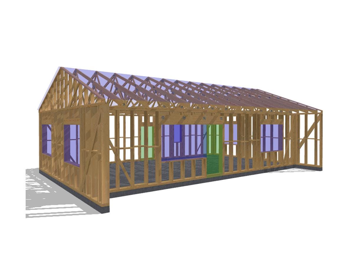 42' 7" x 29' 5" House with Terrace Plans | Residential Home Blueprint Download