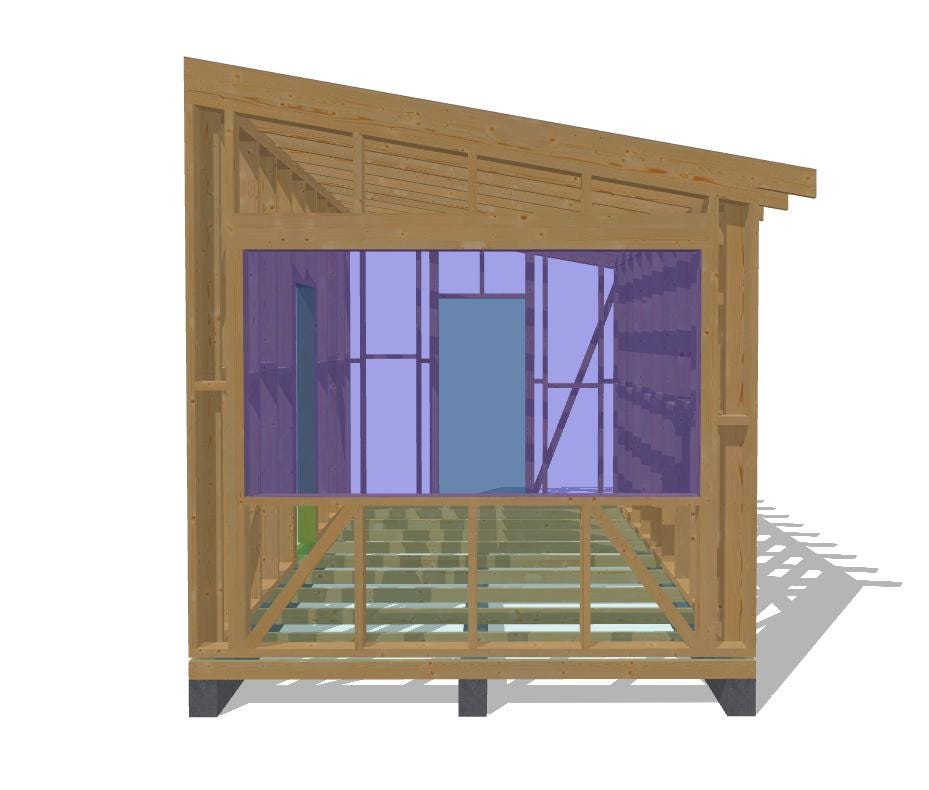 19' 8" x 9' 10" Baupläne für Holzrahmenhütte | Kleiner Geräteschuppen Bauplan