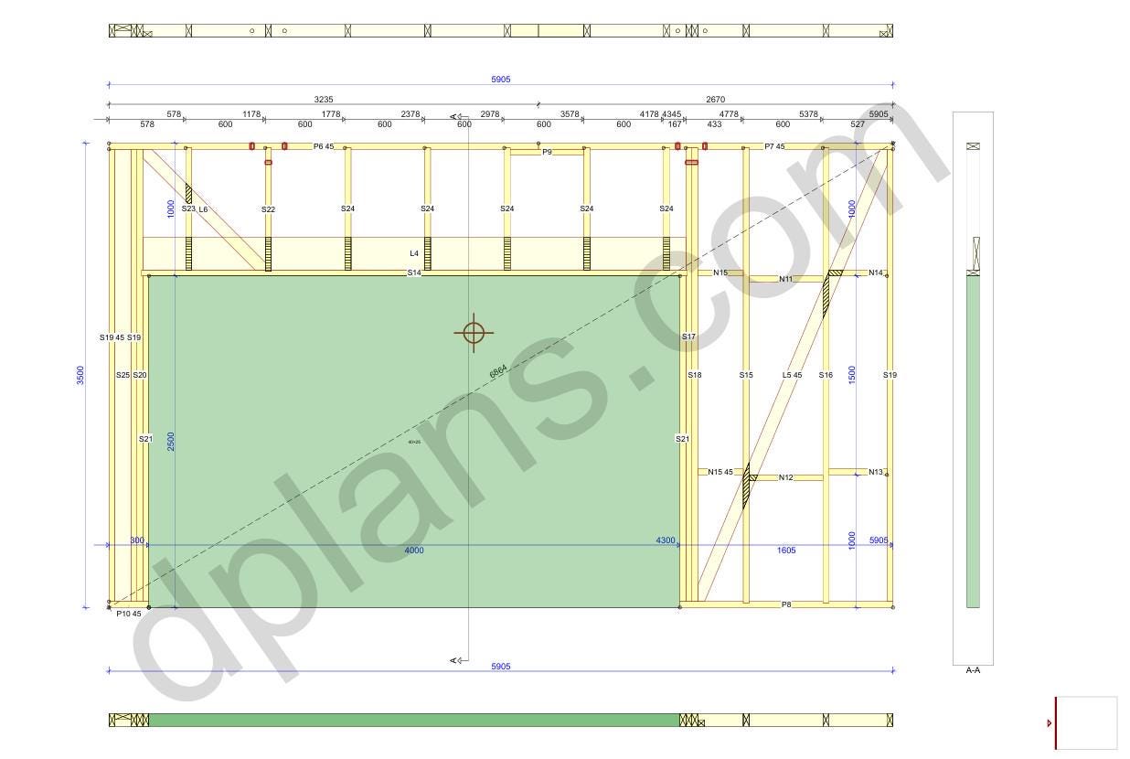 19' 8" x 23' Garage Plans with 10' Height | Tall Ceiling Garage Blueprint PDF