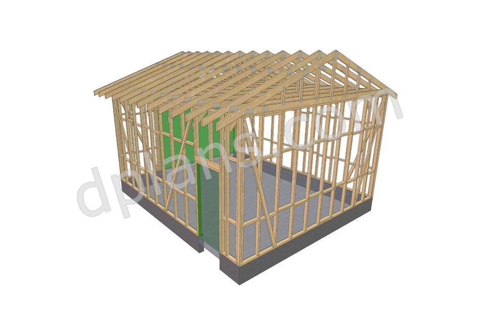 19' 8" x 23' Garage Plans with 10' Height | Tall Ceiling Garage Blueprint PDF