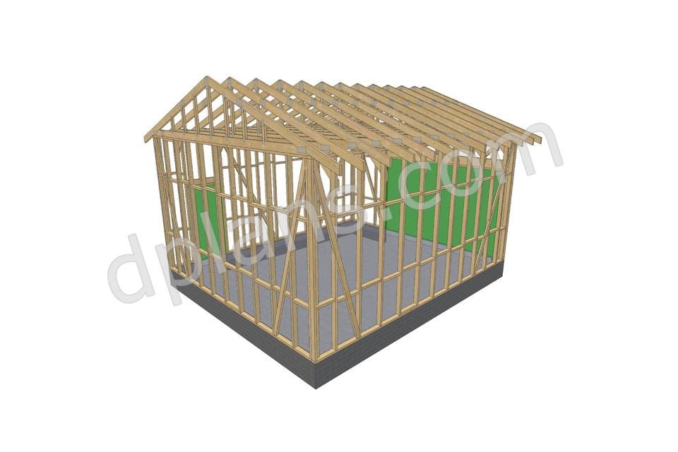 19' 8" x 23' Garage Plans with 10' Height | Tall Ceiling Garage Blueprint PDF