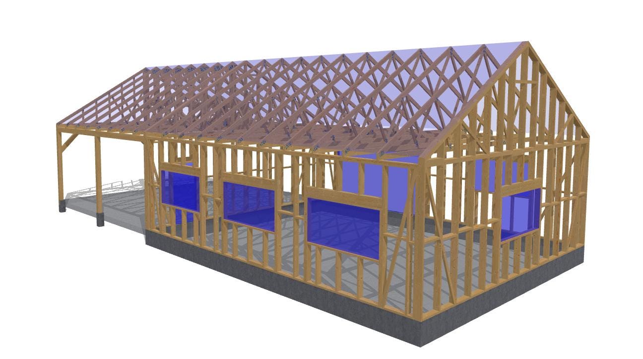 27' 2" x 56' 9" Garage with Carport Plans | Large Garage-Carport