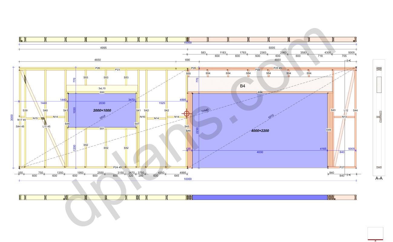 27' 2" x 56' 9" Garage with Carport Plans | Large Garage-Carport