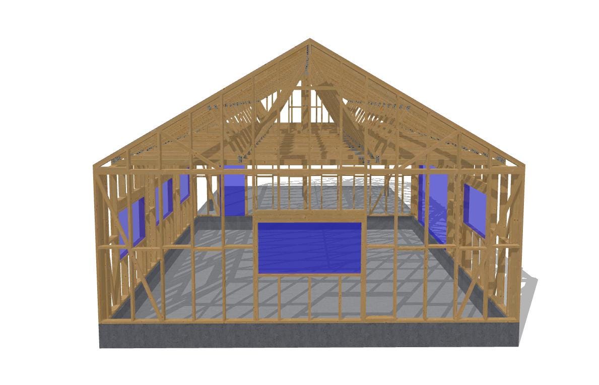 27' 2" x 56' 9" Garage with Carport Plans | Large Garage-Carport