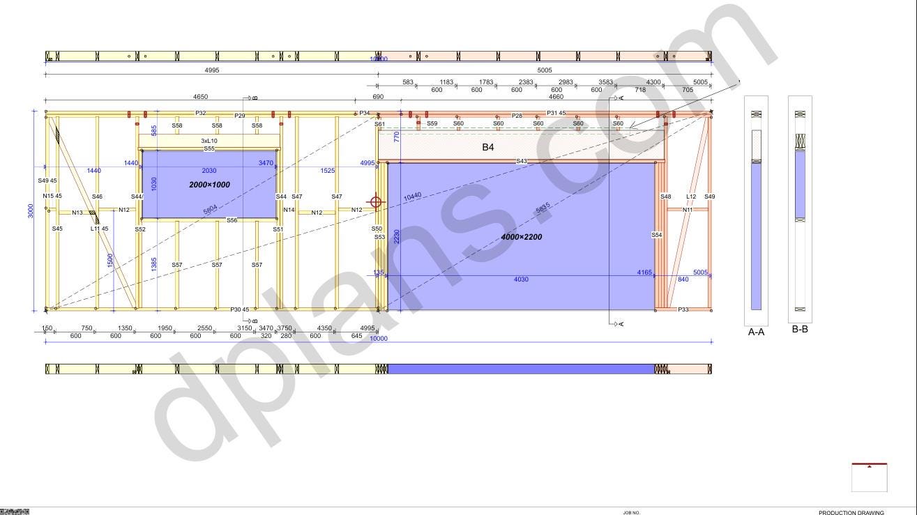 27' 2" x 56' 9" Garage with Carport Plans (Inverted)
