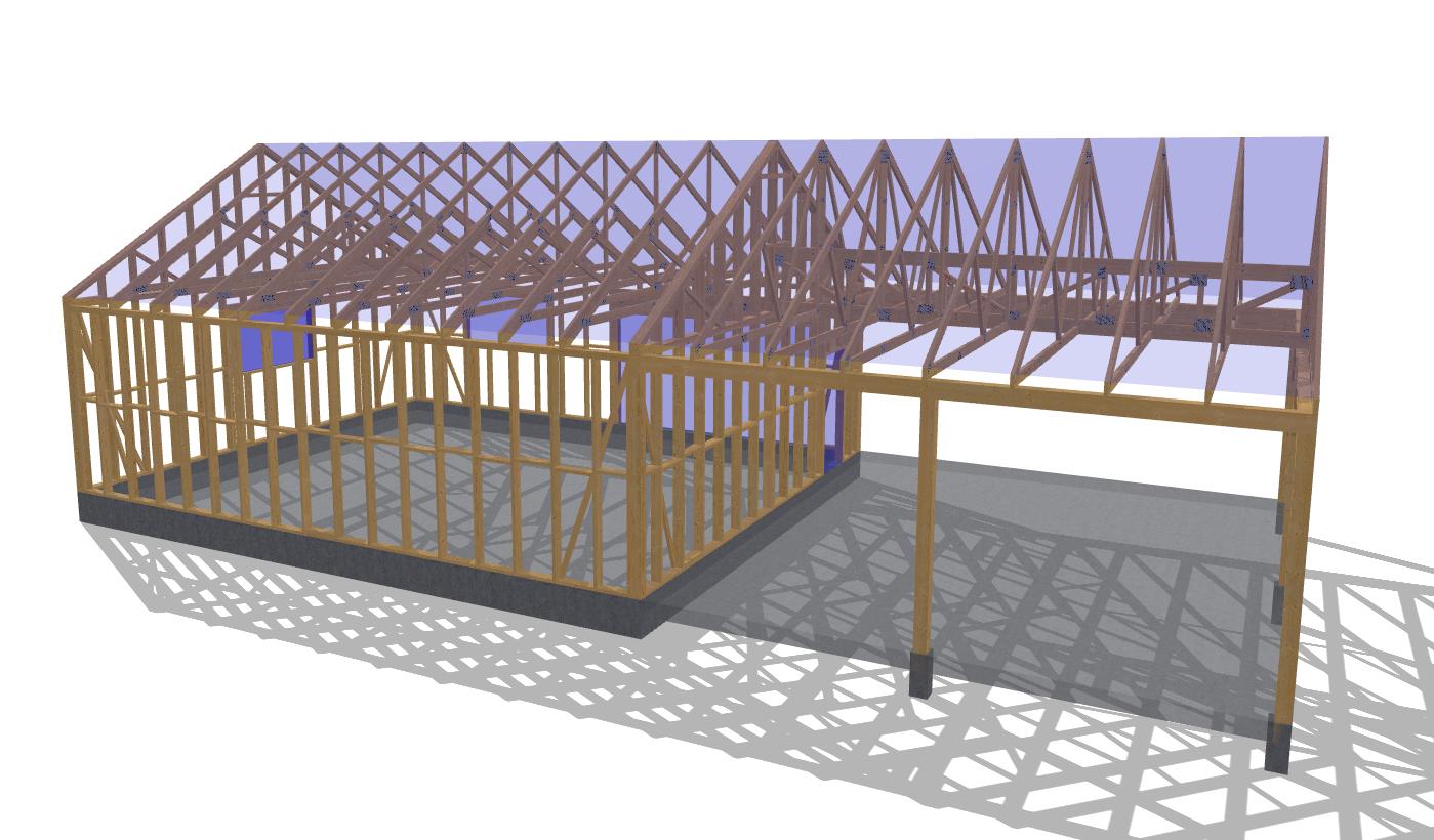 27' 2" x 56' 9" Garage with Carport Plans (Inverted)