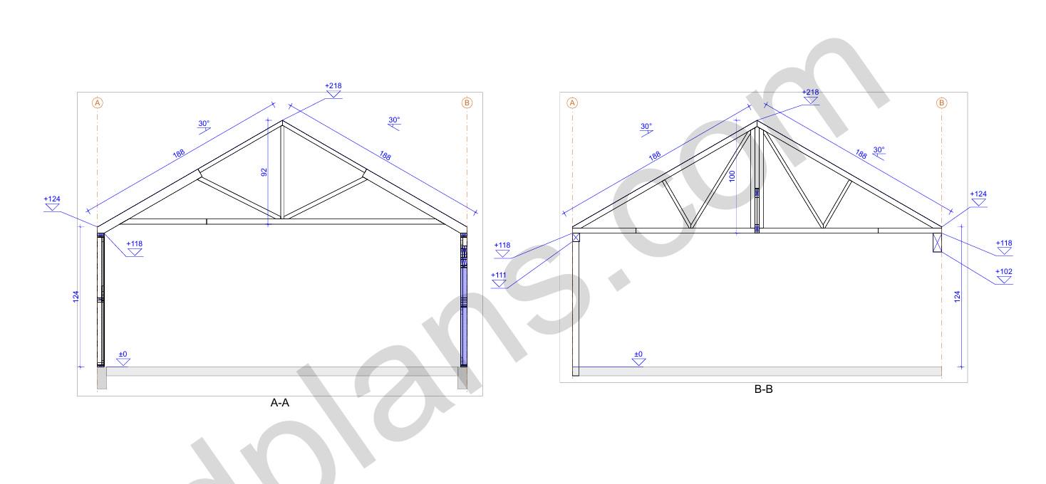 27' 2" x 56' 9" Garage with Carport Plans (Inverted)