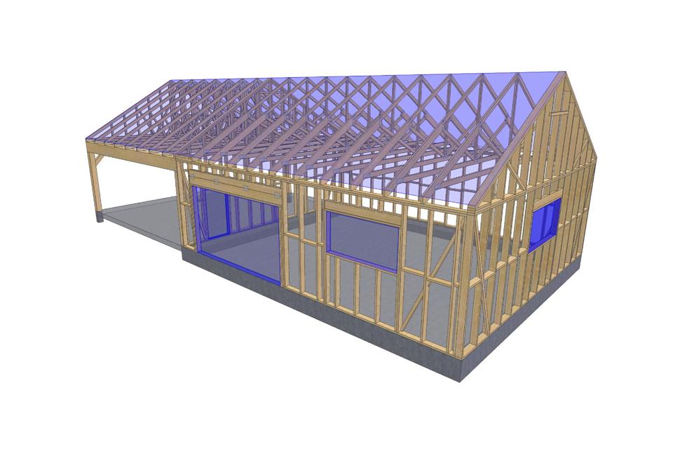 27' 2" x 56' 9" Garage with Carport Plans (Inverted)