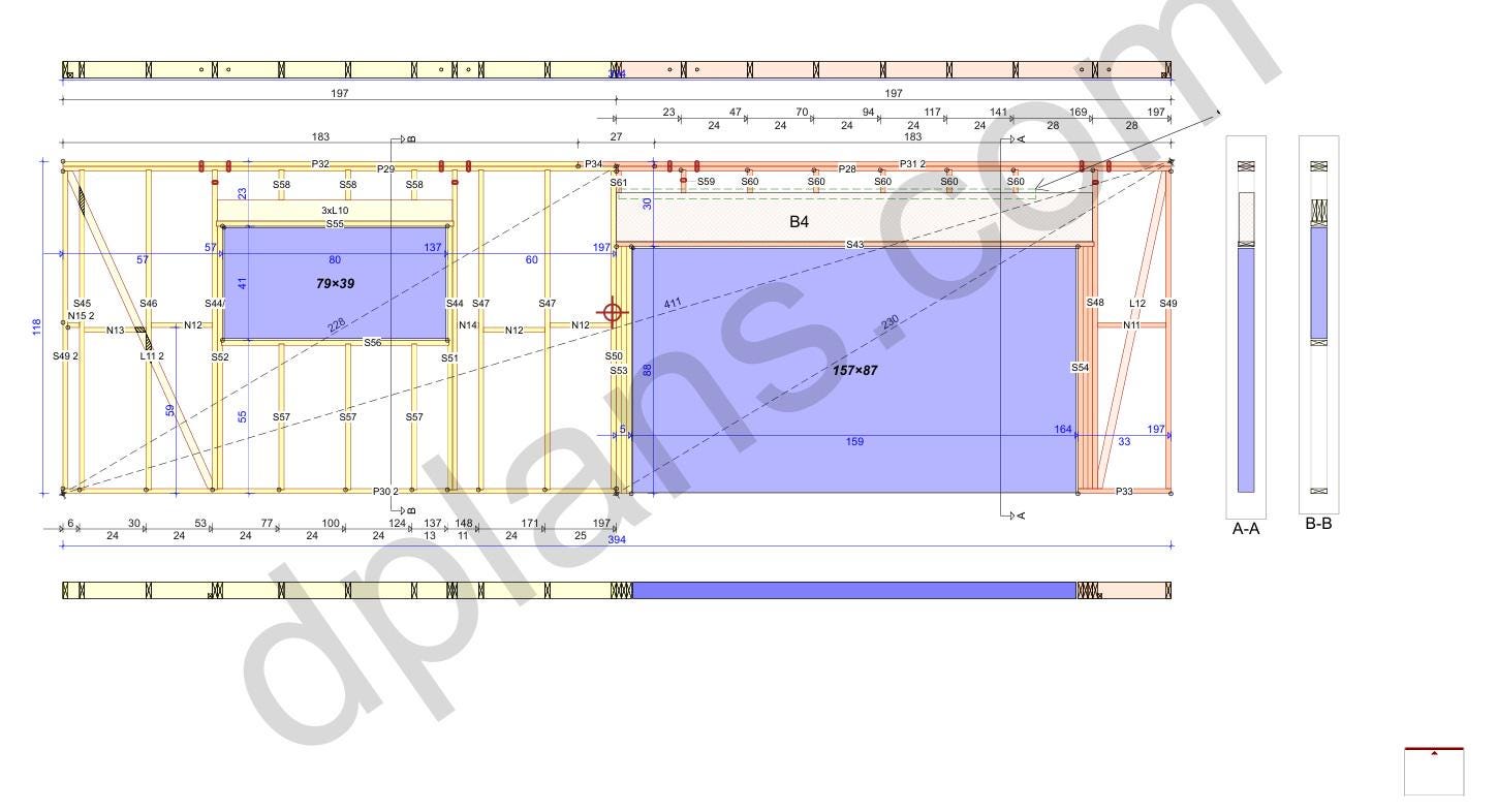27' 2" x 56' 9" Garage with Carport Plans (Inverted)