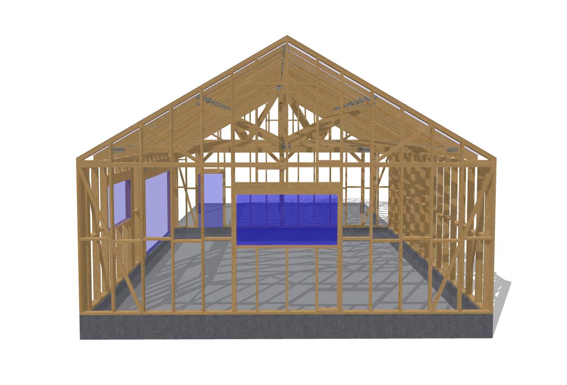 27' 2" x 56' 9" Garage with Carport Plans (Inverted)
