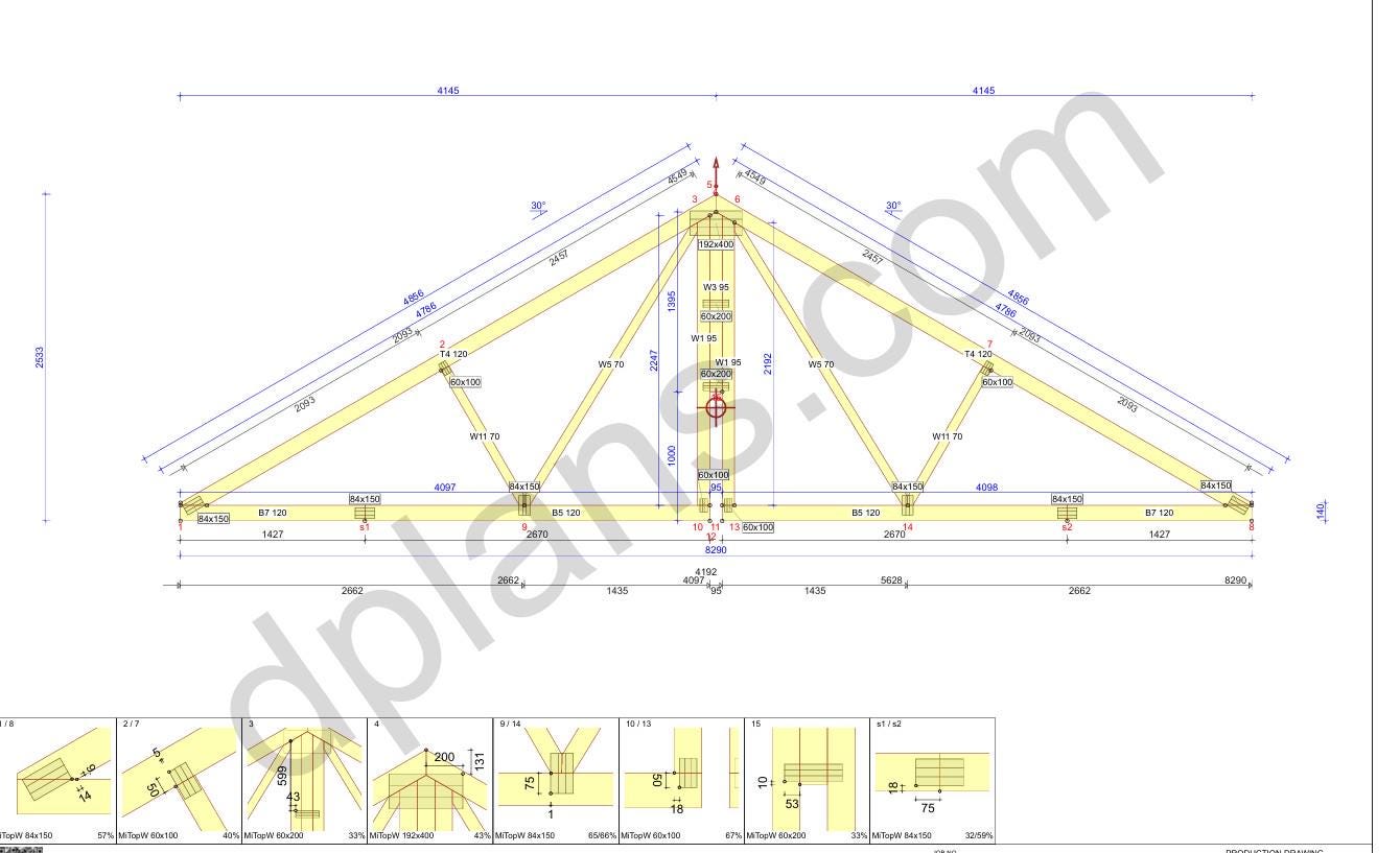 27' 2" x 56' 9" Garage with Carport Plans (Inverted)