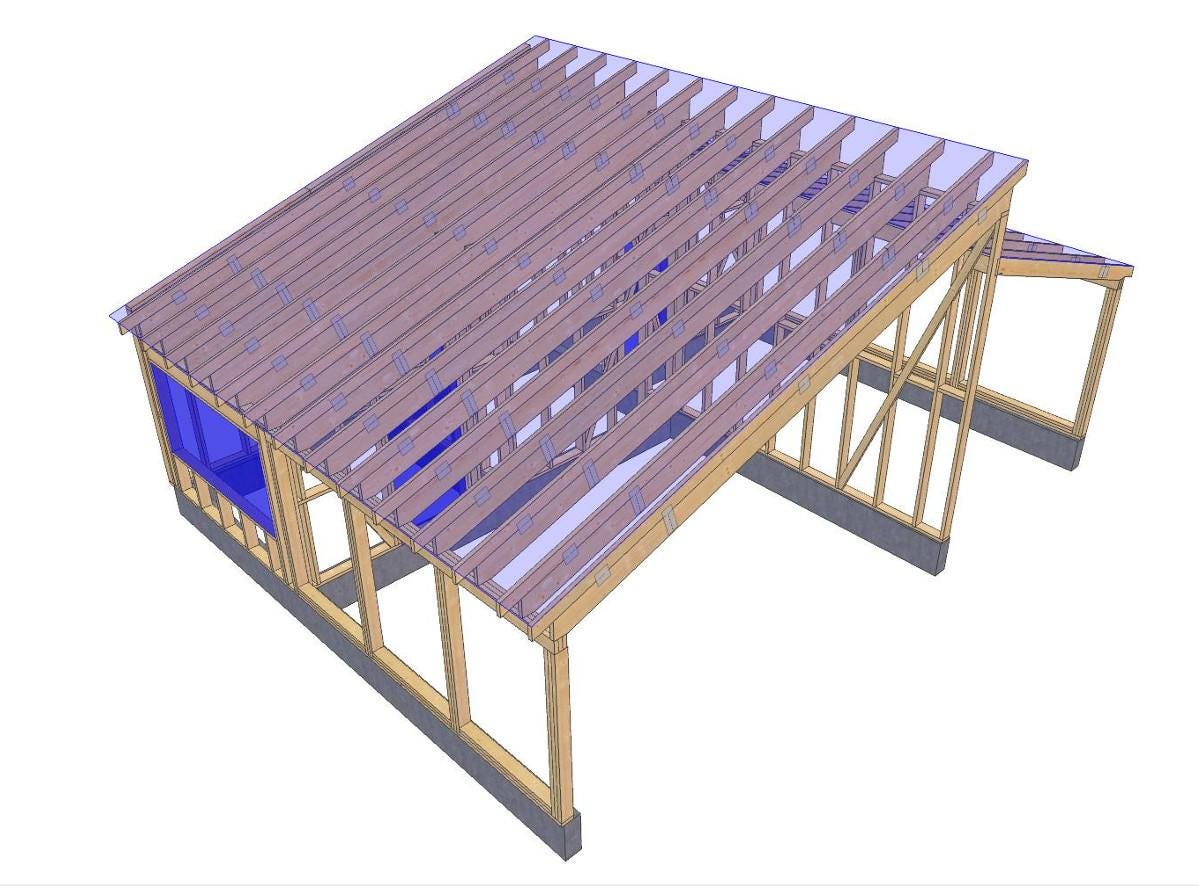 25' 11" x 32' 6" Baupläne für Doppelcarport mit Stauraum | Doppelcarport-Bauplan PDF
