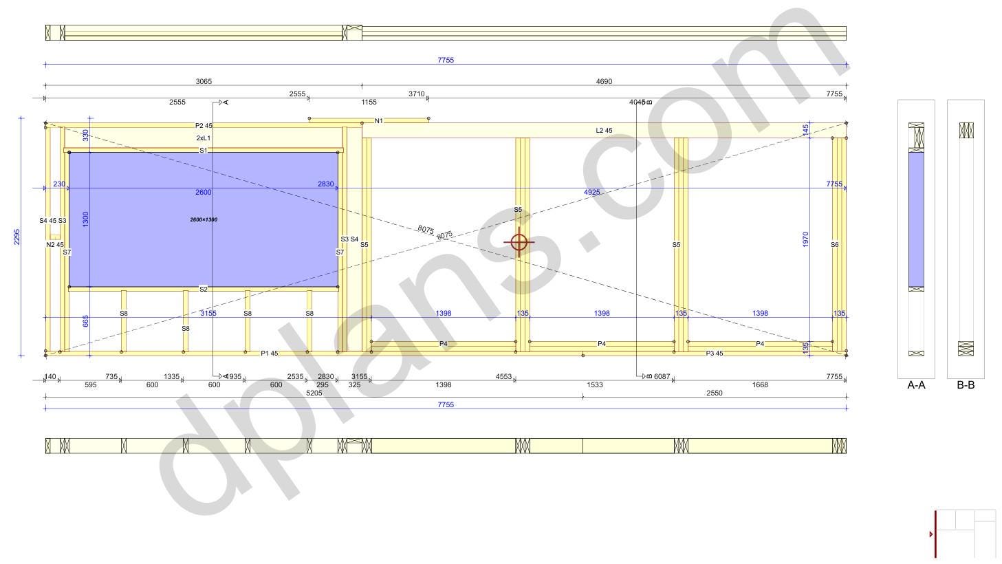 25' 11" x 32' 6" Baupläne für Doppelcarport mit Stauraum | Doppelcarport-Bauplan PDF