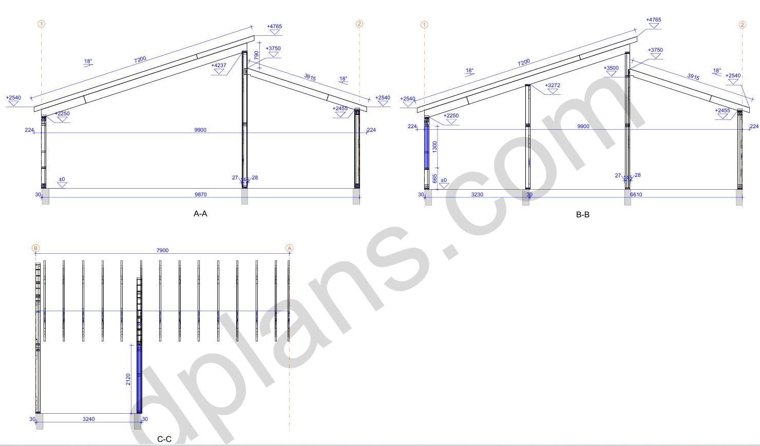 25' 11" x 32' 6" Baupläne für Doppelcarport mit Stauraum | Doppelcarport-Bauplan PDF