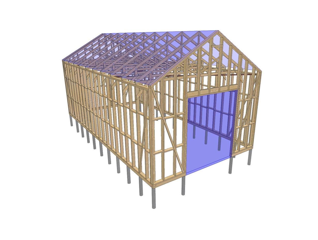 21' 4" x 41' 0" Elevated Garage Plans with 13' Height
