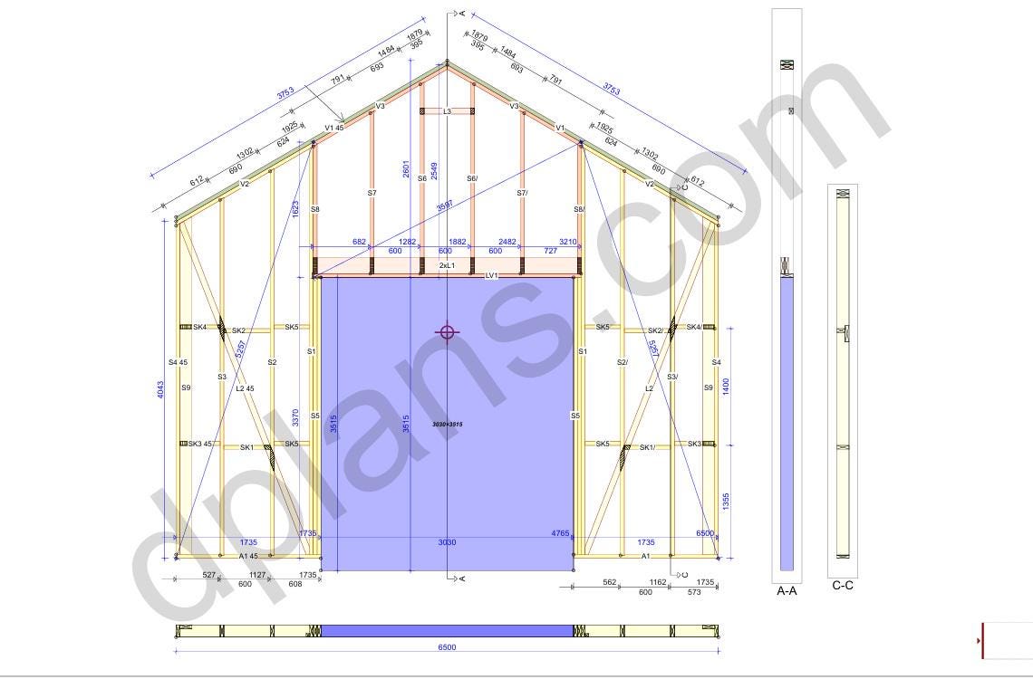 21' 4" x 41' 0" Elevated Garage Plans with 13' Height