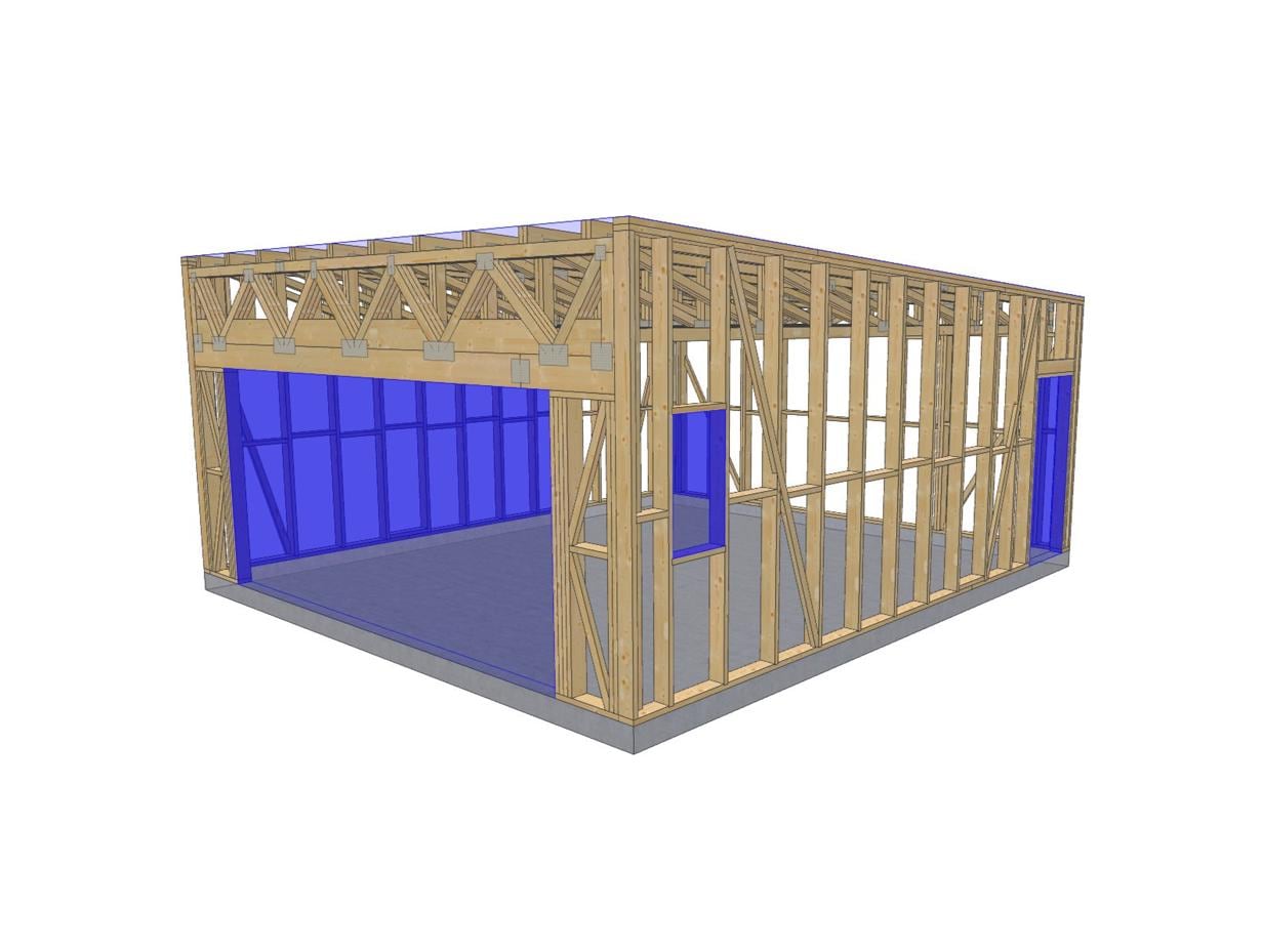 22' x 24' Timber Frame Garage With Roof Trusses