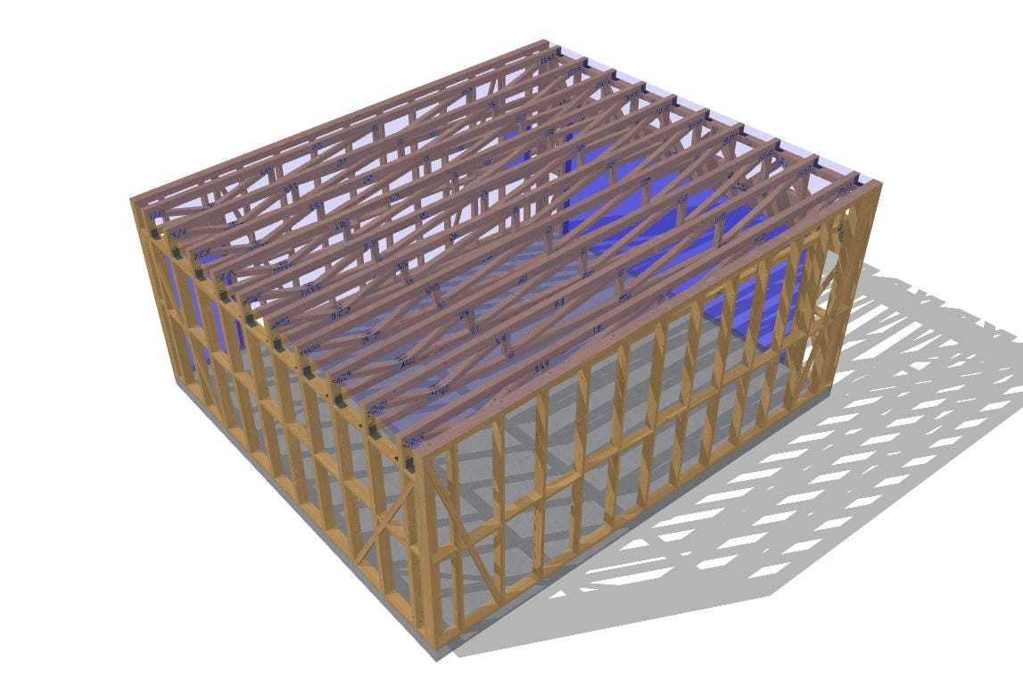 22' x 24' Timber Frame Garage With Roof Trusses